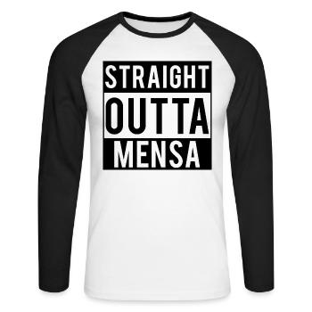 Studenten Straight Outta Spruch für Damen, Herren - Unisex Baseballshirt langarm - Weiß/Schwarz - Vorne - Nik (191cm)