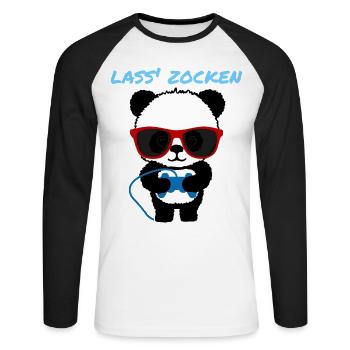 Panda funny gambler gift women men kids - Unisex Long Sleeve Baseball T-Shirt - white/black - Front - Nik (191cm)