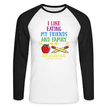 ESL Lehrer Englisch Lehrer - Unisex Baseballshirt langarm - Weiß/Schwarz - Vorne - Nik (191cm)
