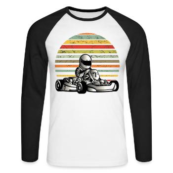 Go Kart Racing Karting Design Hommes - T-shirt baseball manches longues Homme - blanc/noir - Devant - Nik (191cm)
