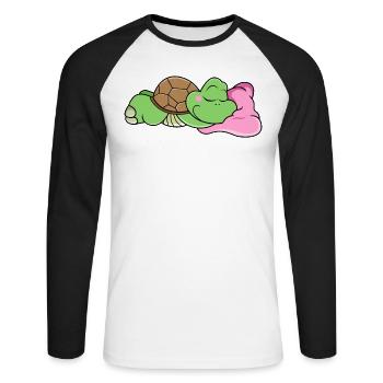 Chillkröte Schildkröte Geschenk - Unisex Baseballshirt langarm - Weiß/Schwarz - Vorne - Nik (191cm)