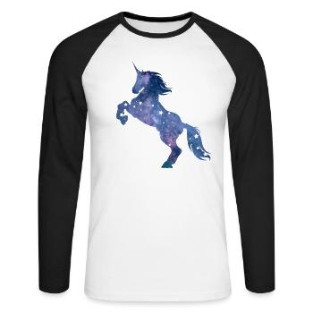 Unicorn gift with stars space outer space - Unisex Long Sleeve Baseball T-Shirt - white/black - Front - Nik (191cm)