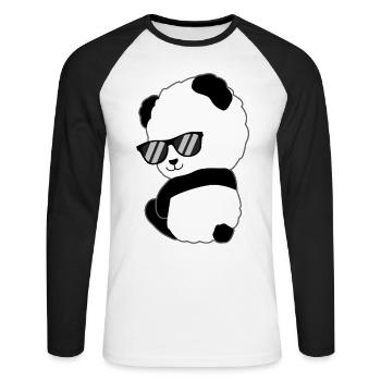 Panda mignon lunettes de soleil cadeau ours panda - T-shirt baseball manches longues Homme - blanc/noir - Devant - Nik (191cm)