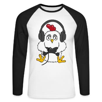 Gamer Chicken Chicken Gamer Funny Gift - Unisex Long Sleeve Baseball T-Shirt - white/black - Front - Nik (191cm)