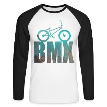 BMX Bike Sport Retro Design Geschenkidee - Unisex Baseballshirt langarm - Weiß/Schwarz - Vorne - Nik (191cm)