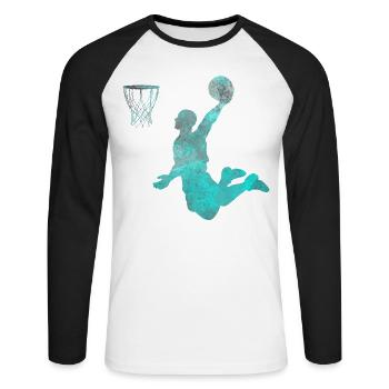 Basketball Dunking Geschenk Basketballspieler - Unisex Baseballshirt langarm - Weiß/Schwarz - Vorne - Nik (191cm)