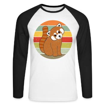 Red panda panda bear cute women men kids - Unisex Long Sleeve Baseball T-Shirt - white/black - Front - Nik (191cm)