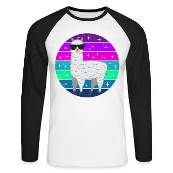 Lama alpaga drôle cadeau femmes hommes enfants - T-shirt baseball manches longues Homme - blanc/noir - Devant - Nik (191cm)