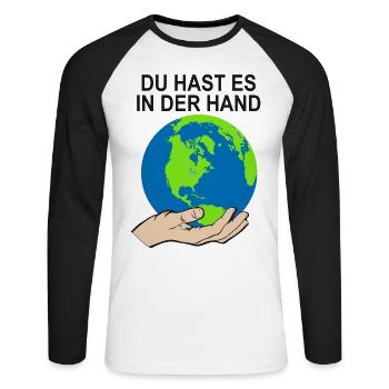 Klimaschutz Bewegung Klimawandel Spruch Klima - Unisex Baseballshirt langarm - Weiß/Schwarz - Vorne - Nik (191cm)