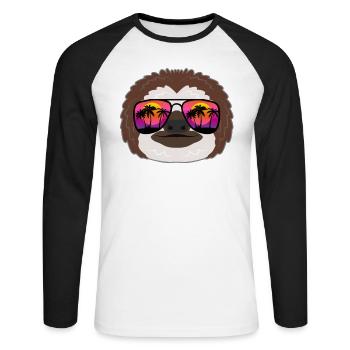 Sloth sunglasses funny gift summer - Unisex Long Sleeve Baseball T-Shirt - white/black - Front - Nik (191cm)