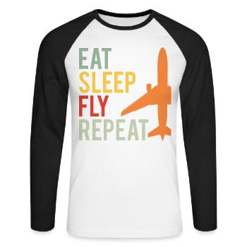 Pilote Aviation avion volant disant cadeau - T-shirt baseball manches longues Homme - blanc/noir - Devant - Nik (191cm)