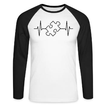 Puzzle coeur coeur-cadeau jeu de puzzle - T-shirt baseball manches longues Homme - blanc/noir - Devant - Nik (191cm)