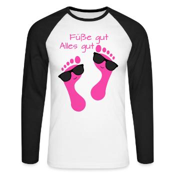 Fußpflege Pediküre Podologe Nagelstudio Geschenk - Unisex Baseballshirt langarm - Weiß/Schwarz - Vorne - Nik (191cm)