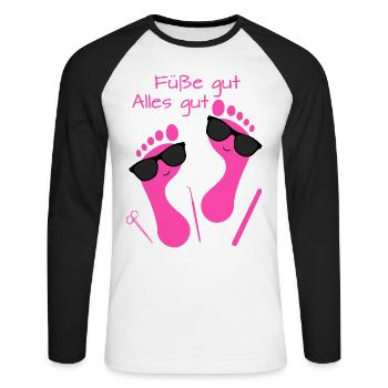 Fußpflege Pediküre Podologe Nagelstudio Geschenk - Unisex Baseballshirt langarm - Weiß/Schwarz - Vorne - Nik (191cm)
