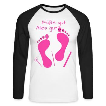 Fußpflege Pediküre Podologe Nagelstudio Geschenk - Unisex Baseballshirt langarm - Weiß/Schwarz - Vorne - Nik (191cm)