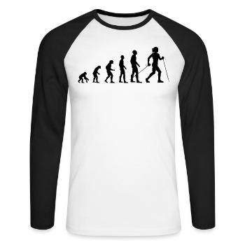 Cadeau Nordic Walking Walker Evolution Femme - T-shirt baseball manches longues Homme - blanc/noir - Devant - Nik (191cm)