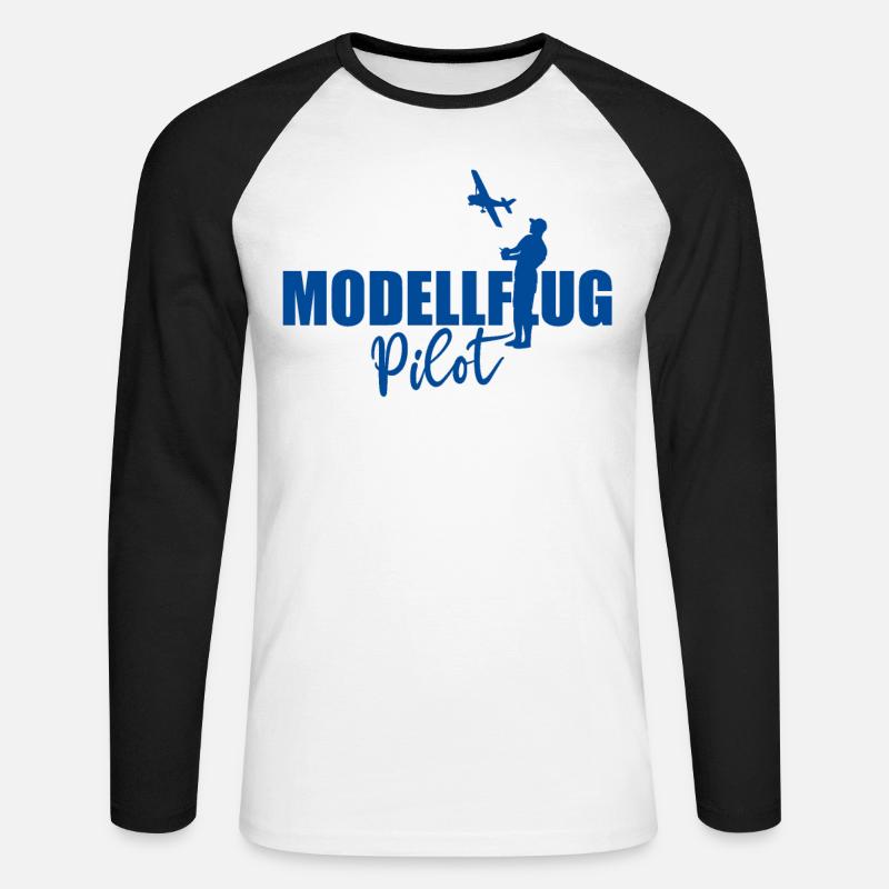 Modellflug Pilot Modellbauer Flugzeug Geschenk - Unisex Baseballshirt langarm - Weiß/Schwarz