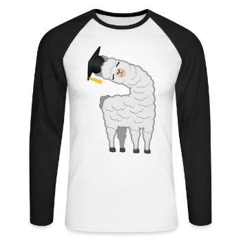 Bachelor Master Studium Abschluss Lama Alpaka - Unisex Baseballshirt langarm - Weiß/Schwarz - Vorne - Nik (191cm)