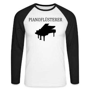 Klavierspieler Pianoflüsterer Klavier Geschenk - Unisex Baseballshirt langarm - Weiß/Schwarz - Vorne - Nik (191cm)