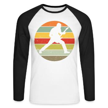 Gitarrenspieler Geschenk Rock E-Gitarre Rocker - Unisex Baseballshirt langarm - Weiß/Schwarz - Vorne - Nik (191cm)