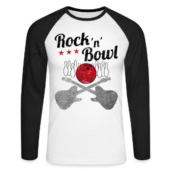 Joueur de bowling cadeau de fans de musique rock bowling - T-shirt baseball manches longues Homme - blanc/noir - Devant - Nik (191cm)