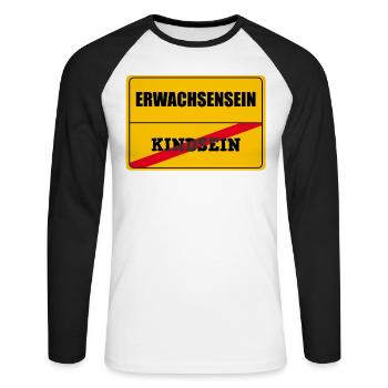 Jugendweihe Jugendfeier Geschenk Schild Erwachsen - Unisex Baseballshirt langarm - Weiß/Schwarz - Vorne - Nik (191cm)