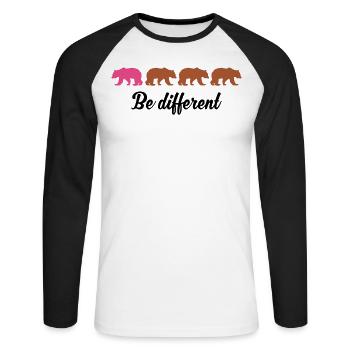 Be Different Ours Drôles Soyez Différent Cadeau - T-shirt baseball manches longues Homme - blanc/noir - Devant - Nik (191cm)