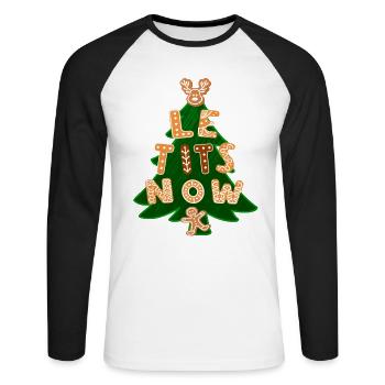 Chemise Le Tits Now - Chemise Let It Snow avec humour - T-shirt baseball manches longues Homme - blanc/noir - Devant - Nik (191cm)