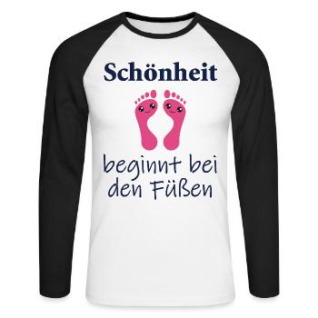 Fußpflege Pediküre Podologe Nagelstudio Geschenk - Unisex Baseballshirt langarm - Weiß/Schwarz - Vorne - Nik (191cm)
