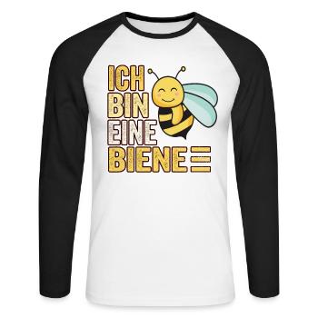 Ich bin eine Biene I Bienenkostüm - Unisex Baseballshirt langarm - Weiß/Schwarz - Vorne - Nik (191cm)