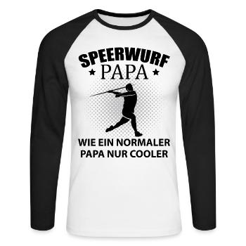 Speerwerfen Speerwurf Speerwerfer Papa Geschenk - Unisex Baseballshirt langarm - Weiß/Schwarz - Vorne - Nik (191cm)