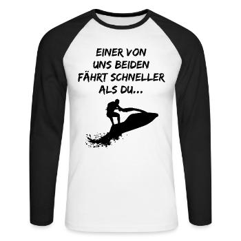 Jetskifahrer Jetski Jet Ski Cooler Spruch Geschenk - Unisex Baseballshirt langarm - Weiß/Schwarz - Vorne - Nik (191cm)