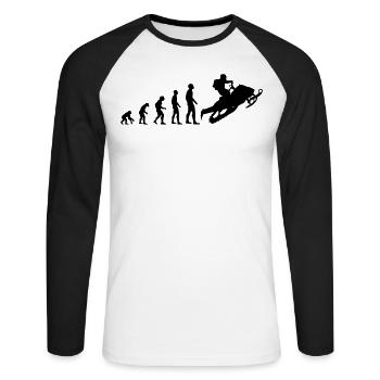 Motorschlitten Schneemobil Evolution Geschenk - Unisex Baseballshirt langarm - Weiß/Schwarz - Vorne - Nik (191cm)