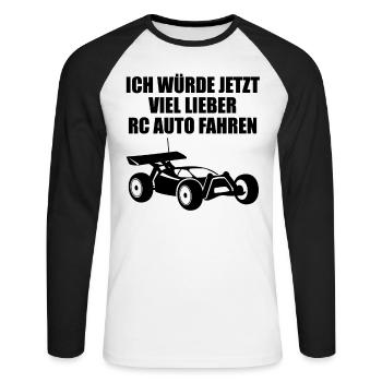 Modellauto RC Auto Car Modellbau Spruch Geschenk - Unisex Baseballshirt langarm - Weiß/Schwarz - Vorne - Nik (191cm)
