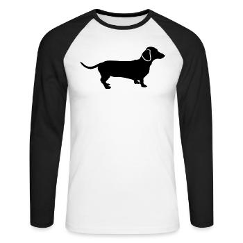 Teckel chien teckel chien chien teckel chiot cadeau - T-shirt baseball manches longues Homme - blanc/noir - Devant - Nik (191cm)