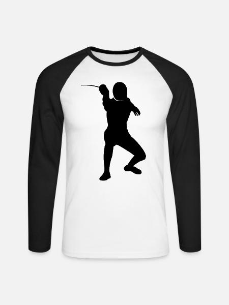 Regalo di scherma scherma arti marziali - Maglia da baseball a manica lunga da uomo - bianco/nero