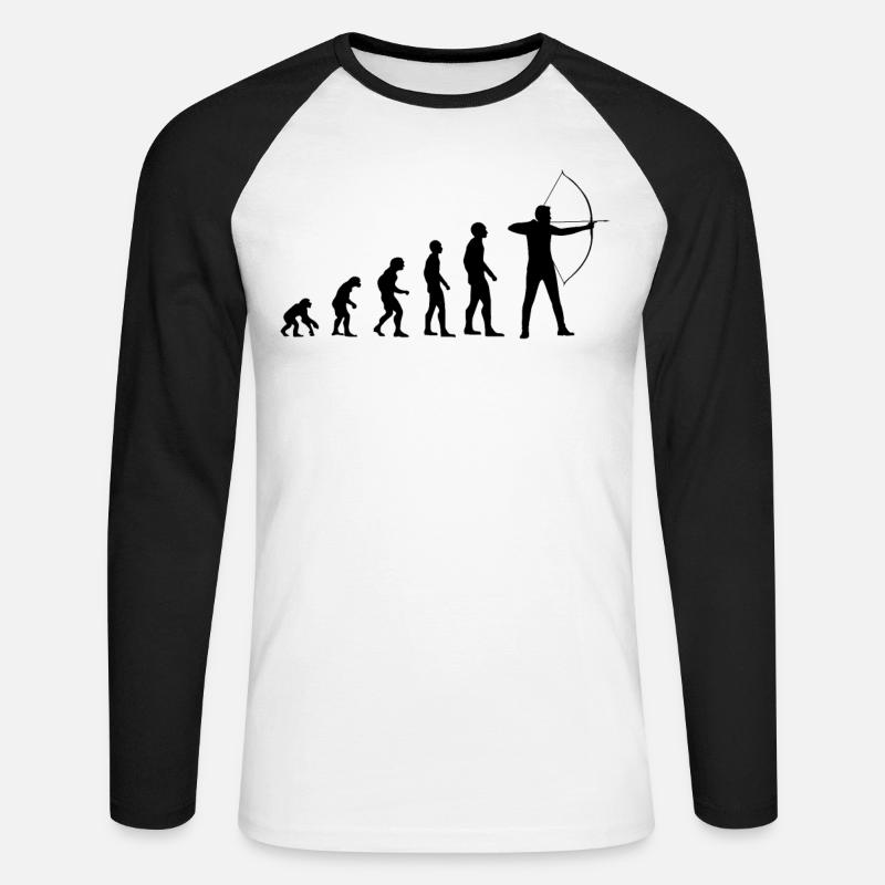 Bogenschießen Bogen Bogenschütze Evolution - Unisex Baseballshirt langarm - Weiß/Schwarz