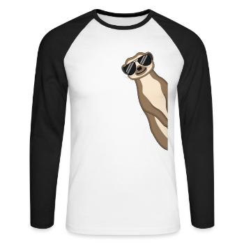 Suricate Drôle Cadeau Dames Hommes Enfants - T-shirt baseball manches longues Homme - blanc/noir - Devant - Nik (191cm)
