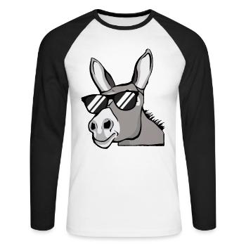 Esel Mit Sonnenbrille Hausesel Farm Tiere Geschenk - Unisex Baseballshirt langarm - Weiß/Schwarz - Vorne - Nik (191cm)