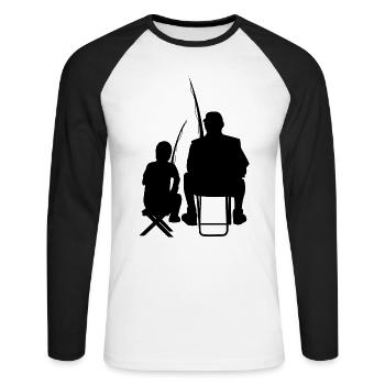 Pêcher Papa Et fils Canne à pêche Cadeau - T-shirt baseball manches longues Homme - blanc/noir - Devant - Nik (191cm)