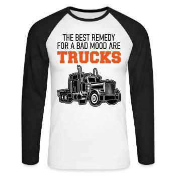 Camion Camion Camion Camion Slogan Cadeau - T-shirt baseball manches longues Homme - blanc/noir - Devant - Nik (191cm)