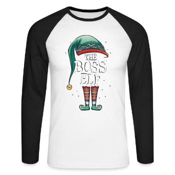 The Boss Elf The Boss Elf Christmas Gift - Unisex Long Sleeve Baseball T-Shirt - white/black - Front - Nik (191cm)
