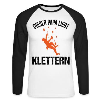 Kletterer Papa Spruch Kletterwand Geschenk - Unisex Baseballshirt langarm - Weiß/Schwarz - Vorne - Nik (191cm)