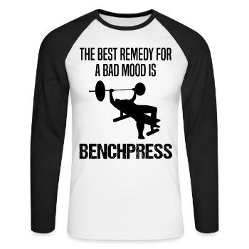 Bodybuilder Strength Sports Bench Press Saying Gift - Unisex Long Sleeve Baseball T-Shirt - white/black - Front - Nik (191cm)