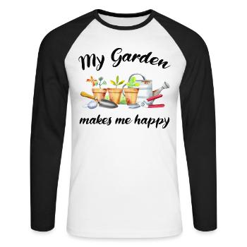 Garten Spruch Gärtner Hobbygärtner Geschenkidee - Unisex Baseballshirt langarm - Weiß/Schwarz - Vorne - Nik (191cm)