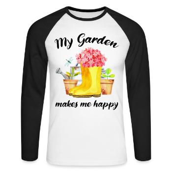 Garten Spruch Gärtner Hobbygärtner Geschenkidee - Unisex Baseballshirt langarm - Weiß/Schwarz - Vorne - Nik (191cm)