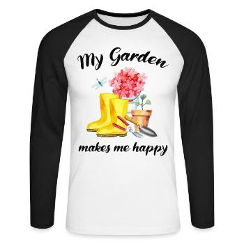 Garten Spruch Gärtner Hobbygärtner Geschenkidee - Unisex Baseballshirt langarm - Weiß/Schwarz - Vorne - Nik (191cm)