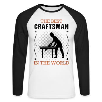 Handwerker Handwerk Beruf Ausbildung Geschenk - Unisex Baseballshirt langarm - Weiß/Schwarz - Vorne - Nik (191cm)
