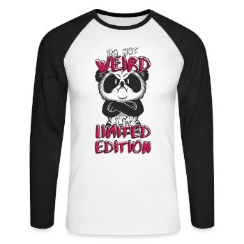 Annoyed Cartoon Panda - Édition Limitée - Dicton - T-shirt baseball manches longues Homme - blanc/noir - Devant - Nik (191cm)