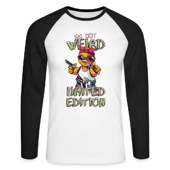 Cool Cartoon Chick - Limited Edition - Saying - Unisex Long Sleeve Baseball T-Shirt - white/black - Front - Nik (191cm)
